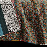 Lush Decor Boho Çizgili Yorgan Ters Çevrilebilir 3 Parça Bohem Tasarım Yatak Seti - King - Turkuaz ve Mandalina - Seçenekler: Kapitone seti, Yorgan, Yorgan seti, King, Tam / Queen...