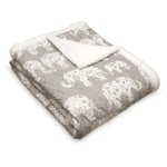 Lush Decor Fil Geçit Töreni Bulanık Tersinir Sherpa Battaniye, 152 cm x 127 cm, Gri ve Beyaz