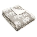 Lush Decor Fil Geçit Töreni Bulanık Tersinir Sherpa Battaniye, 152 cm x 127 cm, Gri ve Beyaz