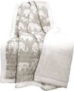 Lush Decor Fil Geçit Töreni Bulanık Tersinir Sherpa Battaniye, 152 cm x 127 cm, Gri ve Beyaz