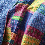 Lush Decor Misha Yorgan | Yama İşi Bohem Ters Çevrilebilir Baskı Desenli 3 Parça Yatak Seti - Battal Boy - Fuşya ve Mavi