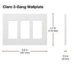 Lutron Claro 3 Gang Dekoratör/Rocker Duvar Plakası, Parlak, Kahverengi (1'li Paket) | CW-3-BR