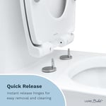 LUXE Bidet Luxe TS1008E Yavaş Kapanan, Hızlı Çıkarma Menteşeli ve Kaymaz Tamponlu Uzun Rahat Oturaklı Klozet Kapağı (Beyaz)
