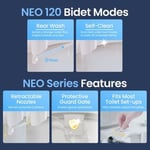 LUXE Bidet NEO 120 - Kendi Kendini Temizleyen Başlık, Tatlı Su Elektrikli Olmayan Bide Eklentisi, Klozet Kapağı için, Ayarlanabilir Su Basıncı, Arka Yıkama (Gül Altın)