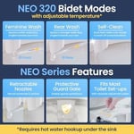 Luxe Bidet NEO 320 Klozet Üstü Bide Başlığı, Çift Memeli, Sıcak Su, Mavi