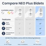 LUXE Bidet NEO 320 Plus – Yeni Nesil Sıcak Su Bide Klozet Kapağı Eklentisi, Yenilikçi EZ-Kaldırma Menteşeleri, Çift Nozullu ve 360° Kendini Temizleme Modu (Beyaz)