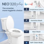 LUXE Bidet NEO 320 Plus – Yeni Nesil Sıcak Su Bide Klozet Kapağı Eklentisi, Yenilikçi EZ-Kaldırma Menteşeleri, Çift Nozullu ve 360° Kendini Temizleme Modu (Beyaz)