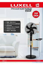 Luxell LXF-518 S 5 Pervaneli Ayaklı Vantilatör (Siyah)