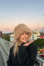 Luxury Peluş Bucket Kalpak Şapka Kışlık Suni Kürk Şapkası, Uzuntuylubucketmolly