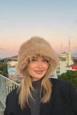 Luxury Peluş Bucket Kalpak Şapka Kışlık Suni Kürk Şapkası, Uzuntuylubucketmolly