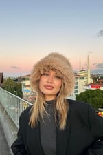 Luxury Peluş Bucket Kalpak Şapka Kışlık Suni Kürk Şapkası, Uzuntuylubucketmolly