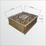 M3 Decorium Kahverengi Ahşap Mistik İşlemeli Kapaklı Poşet Çay Kahve Kutusu