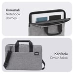 MACK Cityfit MCC-702 Laptop Çantası, Erkekler ve Kadınlar için Profesyonel Bilgisayar Çantası, 13,3 inç - 14.1 inç Notebook Çantası, Evrak Çantası, Gri