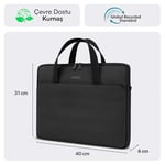 Mack MCE-1511 Nova Eco Çevre Dostu Laptop Çantası, 15.6 inç Bilgisayar Çantası, Kadın ve Erkek Notebook Çantası, YKK Fermuarlı Macbook Çantası, İş ve Evrak Çantası, Siyah