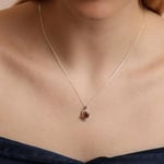 Madam Matmazel 925 Ayar Gümüş Minimal Oval Zultanit Kadın Kolye, Kübik Zirkonlu Kıvrımlı Çerçeve, Renk Değiştiren