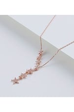 Madam Matmazel Gümüş Kayan Yıldız Kolye, Kadın, Genç Kız ve Anne, Kübik Zirkon (CZ), 925 Ayar Gümüş (Rose Gold)