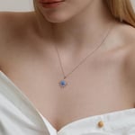 Madam Matmazel Hediye Paketli Zirkon Ve Mavi Opal Taşlı Kuzey Yıldızı Gümüş Kadın Kolye, 925 Ayar, Rose
