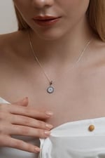 Madam Matmazel Minimal Nazar Kolye | 925 Ayar Gerçek Gümüş, Göz Boncuğu, Kadın