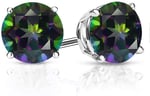 Madam Matmazel Mistik Topaz Gümüş Kadın Küpe, 925 Ayar, Elmas Kesim, Mystic Topaz