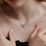 Madam Matmazel Yusufçuk Kolye, Kübik Zirkon (CZ) 925 Ayar Gümüş, Dragonfly Kolye, Kız, Arkadaş, Anne, Hediye Paketli