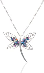 Madam Matmazel Yusufçuk Kolye, Kübik Zirkon (CZ) 925 Ayar Gümüş, Dragonfly Kolye, Kız, Arkadaş, Anne, Hediye Paketli