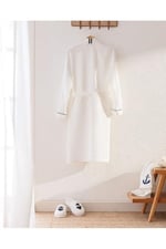Madame Coco Marty Kimono Unisex Bornoz/Terlik Seti - Yat Koleksiyon - Beyaz