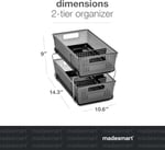 madesmart 2 Katlı Düzenleyici Bölücülü - Banyo Koleksiyonu Saplı Kaydırmalı Sepetler, Yer Tasarrufu, Çok Amaçlı Depolama ve BPA İçermez, Büyük, Karbon