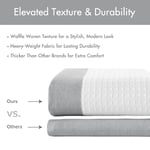 Madison Park Spa-Waffel duş perdesi, masif mikrofiber dokuma, 3M Scotchgard su geçirmez işleme, modern ev banyo dekorasyonları, 183 x 213 cm, gri