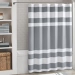 Madison Park Spa-Waffel duş perdesi, masif mikrofiber dokuma, 3M Scotchgard su geçirmez işleme, modern ev banyo dekorasyonları, 183 x 213 cm, gri