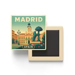 Madrid İspanya - Puerta del Sol (Güneş Kapısı) - Baskılı Buzdolap Magneti Kare 9x9 cm