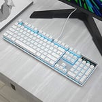 MageGee Mekanik Oyun Klavyesi, Kablolu USB Ayarlanabilir Arka Işık Klavyesi, Yeni Mekanik Fırtına%100 Anti-gölgelenme Klavye Windows PC/MAC Oyunları için Mavi Anahtarlı (Beyaz)