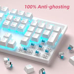 MageGee Mekanik Oyun Klavyesi, Kablolu USB Ayarlanabilir Arka Işık Klavyesi, Yeni Mekanik Fırtına%100 Anti-gölgelenme Klavye Windows PC/MAC Oyunları için Mavi Anahtarlı (Beyaz)