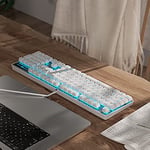 MageGee Mekanik Oyun Klavyesi, Kablolu USB Ayarlanabilir Arka Işık Klavyesi, Yeni Mekanik Fırtına%100 Anti-gölgelenme Klavye Windows PC/MAC Oyunları için Mavi Anahtarlı (Beyaz)