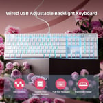 MageGee Mekanik Oyun Klavyesi, Kablolu USB Ayarlanabilir Arka Işık Klavyesi, Yeni Mekanik Fırtına%100 Anti-gölgelenme Klavye Windows PC/MAC Oyunları için Mavi Anahtarlı (Beyaz)