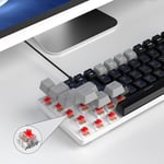 MageGee Taşınabilir%60 Mekanik Oyuncu Klavyesi, MK-Box LED Aydınlatmalı Kompakt 68 Tuşlu Mini Kablolu Ofis Klavyesi (Kırmızı Switch) – Windows, Laptop, PC, Mac Uyumlu – Siyah/Gri