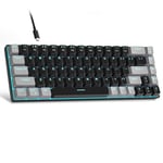 MageGee Taşınabilir%60 Mekanik Oyuncu Klavyesi, MK-Box LED Aydınlatmalı Kompakt 68 Tuşlu Mini Kablolu Ofis Klavyesi (Kırmızı Switch) – Windows, Laptop, PC, Mac Uyumlu – Siyah/Gri