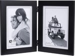 Malden Çift Dikey 5x7 Resim Çerçevesi - Geniş Gerçek Ahşap Kalıp, Gerçek Cam - Siyah - Seçenekler: 2x3 Double Split, 2-5x7, 3.5x5, 4x5, 4x6...