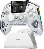 ManbaOne Interactive Screen Wireless Gaming Controller for PC/Switch/Switch 2/iOS/Android,Hall Effect Stick & Trigger,RGB Lighting,Remappable Buttons,1800mAh with Charging Dock (White)