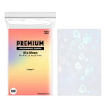 Mandu Deco Kalp Holografik Kpop Fotoğraf Kartı Kolları Kart Koruyucu PVC İçermeyen ve Asitsiz Kalkan Kapağı Paket başına 100 Kol (61x91mm (Çift kollu için))
