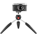 Manfrotto MTPIXIEVO-BK, PIXI EVO 2 segmentli mini tripod, aynasız kameralar için, kompakt sistem kameraları, DSLR'ler, video, uygun boyut, alüminyum, masa tripodu, siyah