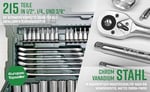 Mannesmann M 98430 Profesyonel Lokma Anahtar Takımı, 215 Parça, Plastik Kutu, Metrik
