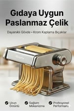 Manuel Makarna Makinesi - Erişte ve Hamur Açma Makinesi - Çift Kesici Başlıklı - 9 Kademe Ayarlı