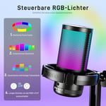 MAONO PC için USB Mikrofon, Sessiz Düğmeli RGB Oyun Mikrofonu, Gürültü Önleyici Kondenser Mikrofon, Akış, Podcast, Kayıt, Sohbet için Kazanç Topuzlu PS5/PS4/Mac, DGM20 ile Uyumlu