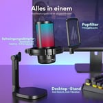 MAONO PC için USB Mikrofon, Sessiz Düğmeli RGB Oyun Mikrofonu, Gürültü Önleyici Kondenser Mikrofon, Akış, Podcast, Kayıt, Sohbet için Kazanç Topuzlu PS5/PS4/Mac, DGM20 ile Uyumlu