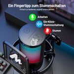 MAONO PC için USB Mikrofon, Sessiz Düğmeli RGB Oyun Mikrofonu, Gürültü Önleyici Kondenser Mikrofon, Akış, Podcast, Kayıt, Sohbet için Kazanç Topuzlu PS5/PS4/Mac, DGM20 ile Uyumlu