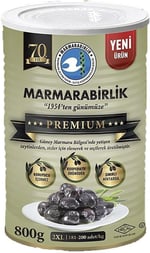 Marmarabirlik Doğal Salamura Siyah Zeytin, 800 Gr, 2'li Paket