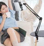 Masaüstü Ayarlanabilir Tablet Tutucu Kol – 360° Dönebilen, Yaylı Metal Kollu, Masa Kelepçeli Tablet Tutuculu Stand (siyah)