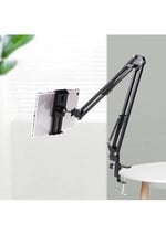 Masaüstü Ayarlanabilir Tablet Tutucu Kol – 360° Dönebilen, Yaylı Metal Kollu, Masa Kelepçeli Tablet Tutuculu Stand (siyah)