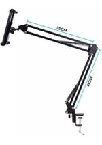 Masaüstü Ayarlanabilir Tablet Tutucu Kol – 360° Dönebilen, Yaylı Metal Kollu, Masa Kelepçeli Tablet Tutuculu Stand (siyah)