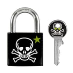 Master Lock 3430EURDSKULL Anahtar Asma Kilit, Kafatası Motifli, 5,3 x 3 x 1,5 cm, Siyah, Beyaz ve Yeşil